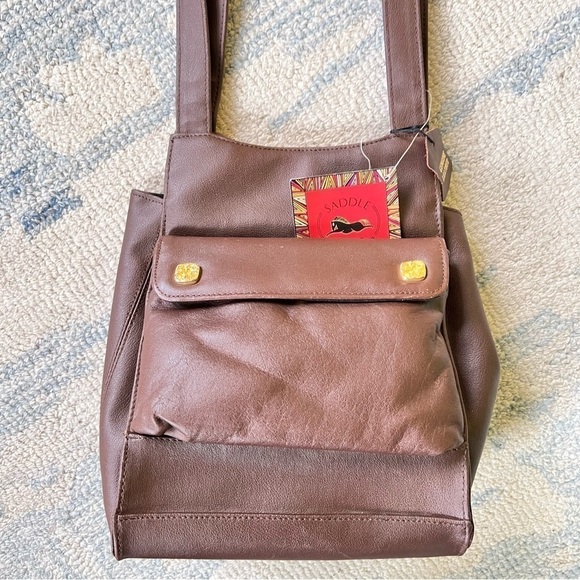 70’s STONE MOUNTAIN SADDLE RIVER BROWN LEATHER CROSSBODY NWT - Picture 2 of 7